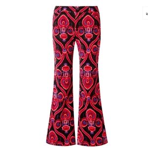 ANNA SUI Vibrant Red and Black Patterned Women's Pants